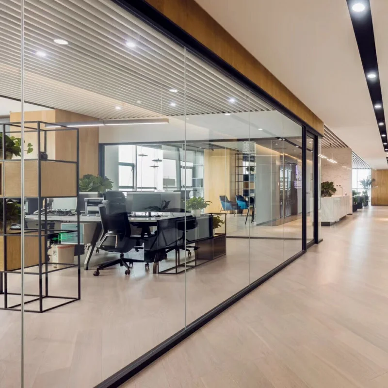 custom.Customizable Single Layer Modern Workspace Divider High End Transparent Wall Office Glass Partition