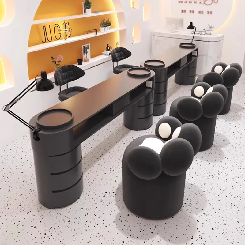 Profesional Modern Nail Table With Dust Collector Nordic French Aesthetic Nail Desk Design Chic Table Onglerie Saloon Furniture