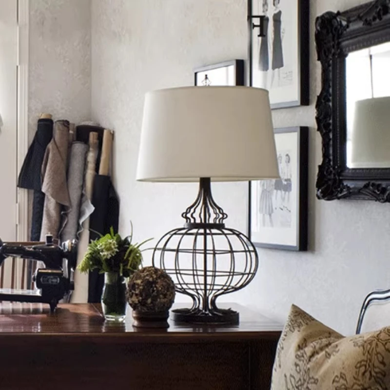 Iron retro desk lamp American countryside Nordic Mediterranean simple European bedroom study living room desk lamp Ado lighting