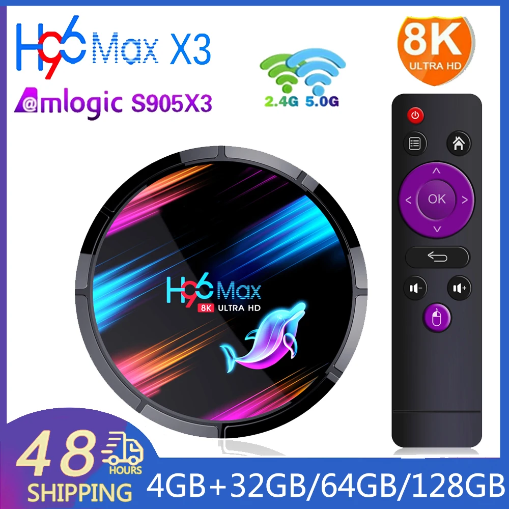 

H96 MAX X3 Android Smart TV BOX Amlogic S905X3 Android 9.0 8K Dual WiFi LAN Media Player BT4.0 Set Top Box H96MAX X3 HD