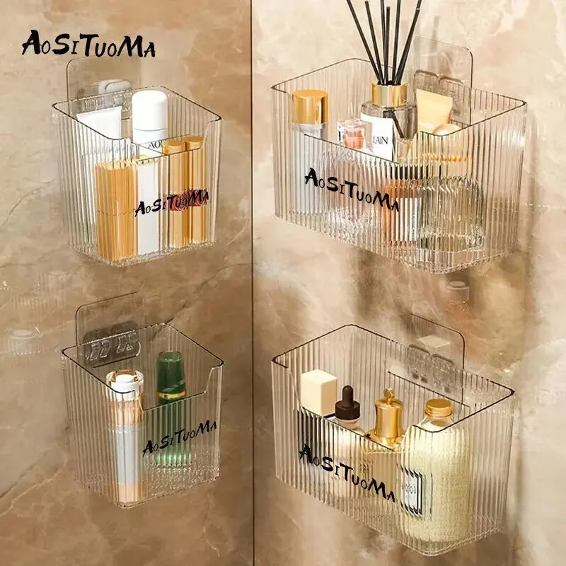 YTC Bathroom Wall-mounted Storage Box Toiletries Counter Perforation-free Storage Shelf Bathroom Wall-mounted Storage Box