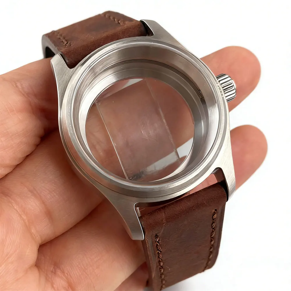 

Корпус для часов Pilot Watch + кожаный ремешок Diver 36/39 мм для механизмов NH35, NH36, NH70, NH72, ETA PT5000, Miyota 8215, комплект с прозрачной задней крышкой, запчасти для часов