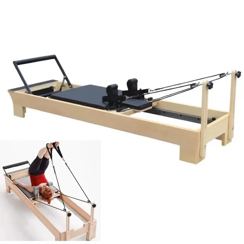Pilates 5-piece Reformer White Wood Bed 100 Exercises Home Studio Practice