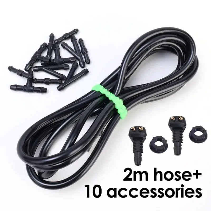 Car Windshield Wiper Spray Hose Set Auto Cleaning Wipers Adjustable Nozzle 2/1M Rubber Water Spray Hose I T Y Splitter Connector