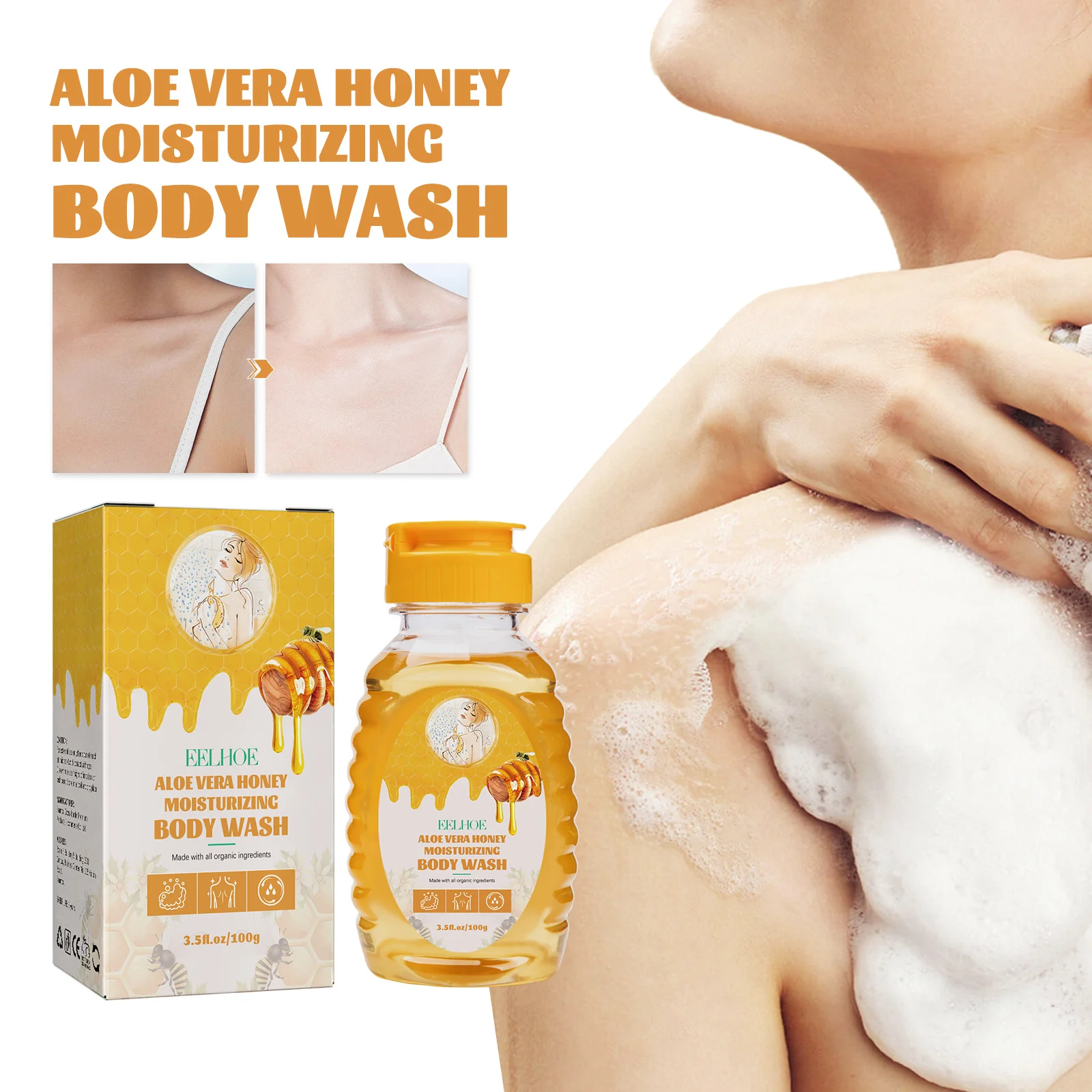 Honey Shower Gels Refreshing Moisturizing Body Wash Smooth Gentle Cleansing Firming Skin Exfoliating Brighten Skin Bath Lotion