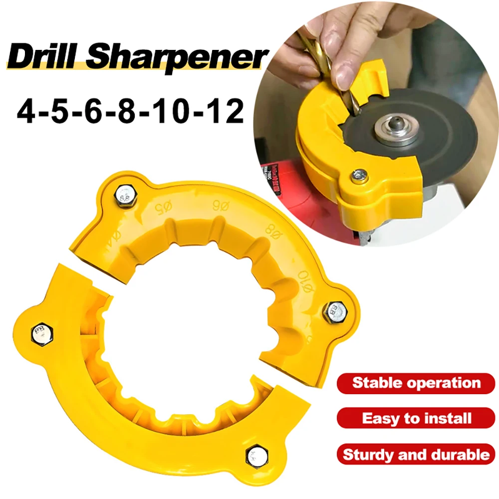 Drill Bit Sharpening Guide Tool Precision Drill Sharpener Multiple Groove Sizes D4,D5,D6,D8,D10,D12 for Wide Range Of Drill Bit