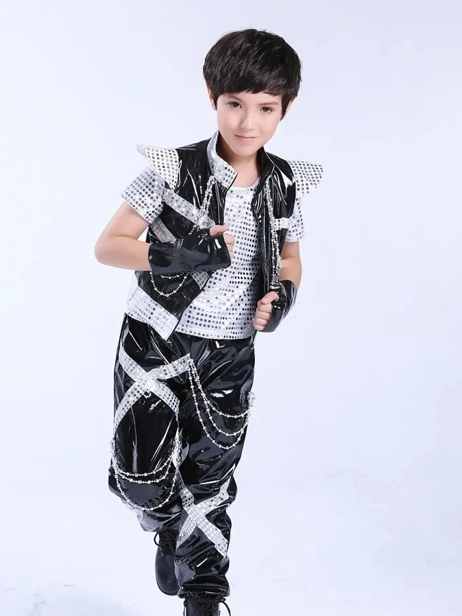 Children's hip-hop sequins Jazz dance stage shelf Drummer costumes Children's modern dance performances costumes Jazz trend