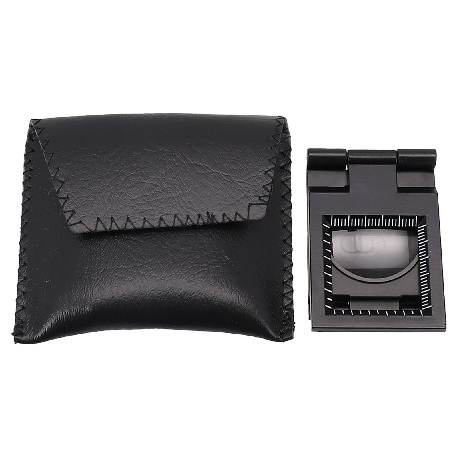 Foldable Magnifier with Dual LED Lights Glass Lens and Printed Paper Scale for Textile Analysis and Sewing Tasks