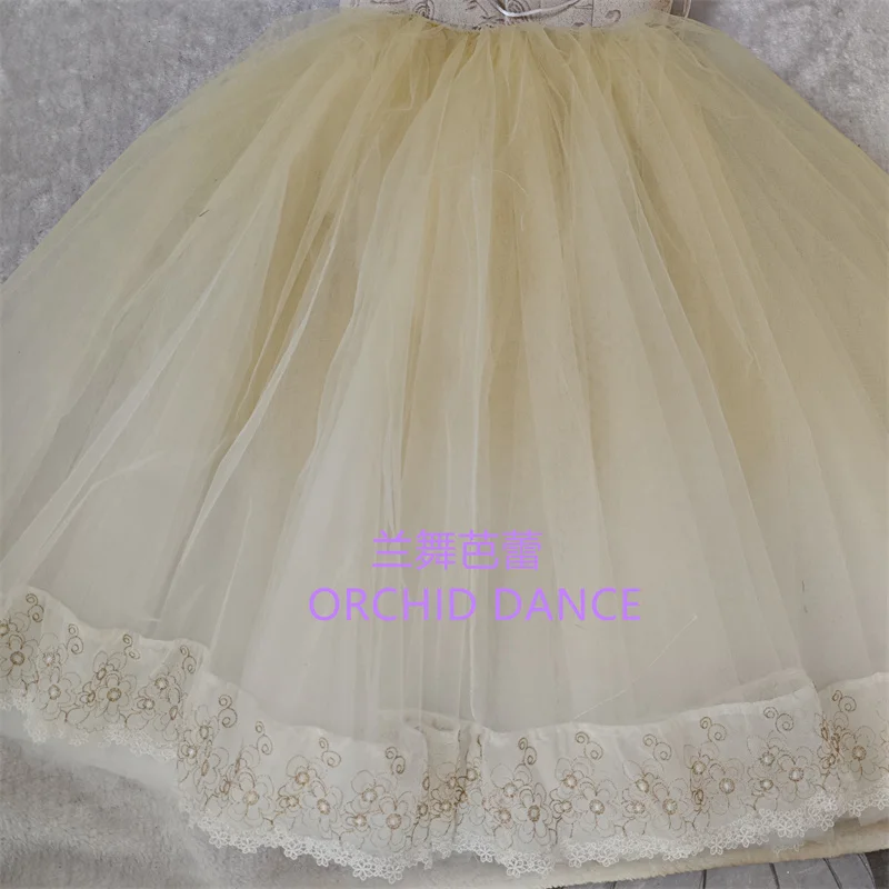 Bt01580 tamanho personalizado de alta qualidade crianças meninas ballet dança desempenho wear gilsay creme longo vestido tutu romântico