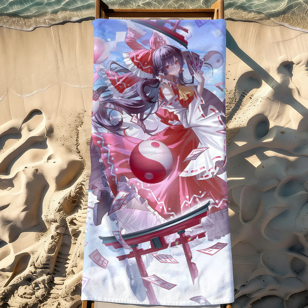 Game Reimu Hakurei T-Touhou P-Projects Towel Sports Quick Dry Travel Camping Gear Sandproof Soft Light Large Beach Towel