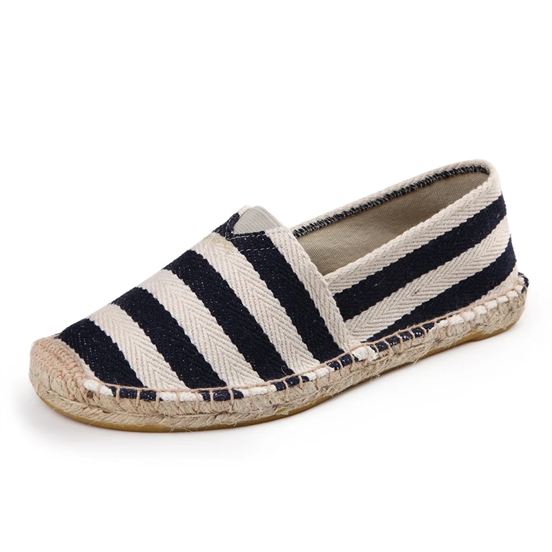 

Flexible Cushion Insole Slip On Cloth Shoes Men Summer Elastic Woven Upper Anti Abrasion Flat Rubber Outsole Shoe