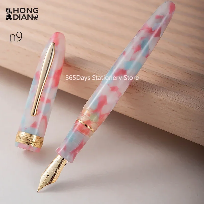 

New Hongdian N9 Yunhai 14K Nib Acrylic Fountain Pen Gold Clip Calligraphy Writing Exquisite Girl Gift Business Pen With Box