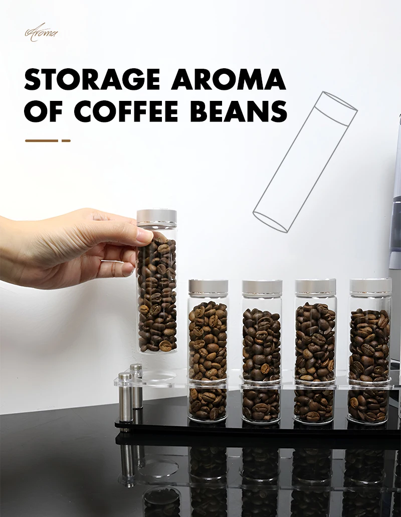 Kaffeebohnen Aufbewahrung röhrchen Behälter große Kapazität Flasche 30g mit Display Rack Einzel dosis Keller Espresso Access oris Set – Detail 3