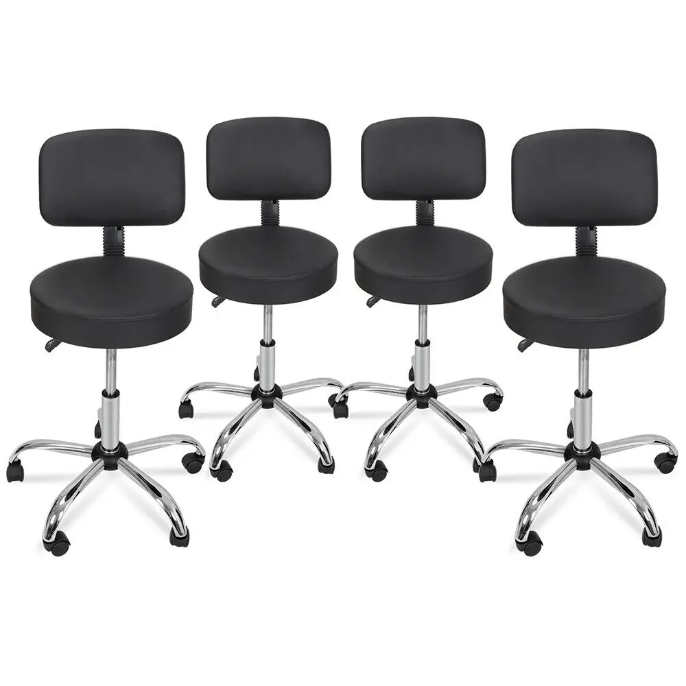 

Set of 4 Adjustable Salon Stool w/Backrest Beauty Salon Swivel Massage Chair