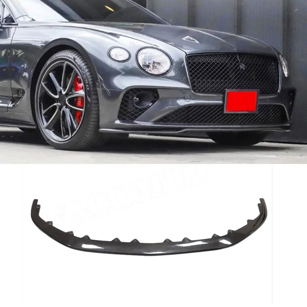 VACOMUL FRP Unpainted Carbon Fiber Front Lip Spoiler For for Bentley Continental GT W12 2018-2021 FRP Head Bumper Chin Guard