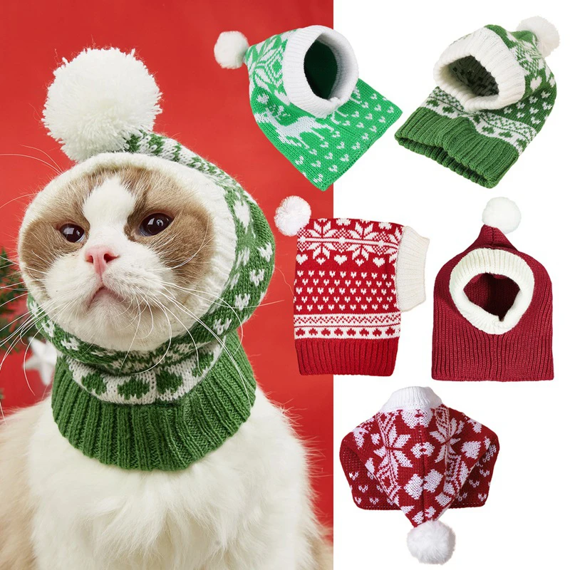 Pet Christmas Hat Christmas Cat Dog Santa Hats Hat For Pet Small Dog Winter Warm Hat Headgear Party Cosplay Cap Gift