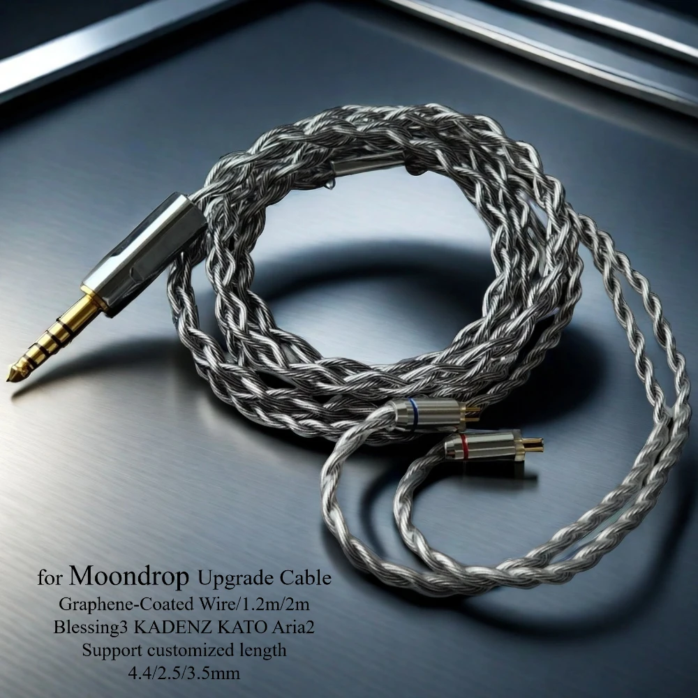 2-контактный кабель MMCX/0,78 мм с графеновым покрытием для Moondrop Blessing 3 KATO Aria2, 6N OCC, провод для обновления с басовым усилением 2,5 3,5 4,4 мм