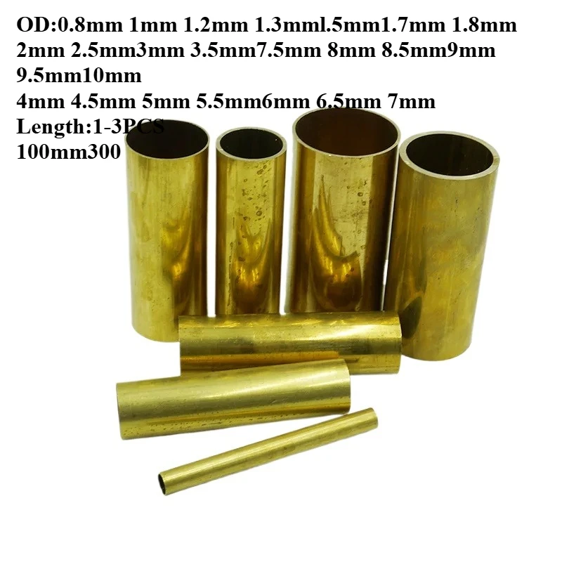 1/3PCS Brass Tube Brass Pipe 0.8mm-10mm Outer Diameter Precision Brass Tubing for DIY Craft Model Making Metal Rods 100-500mm