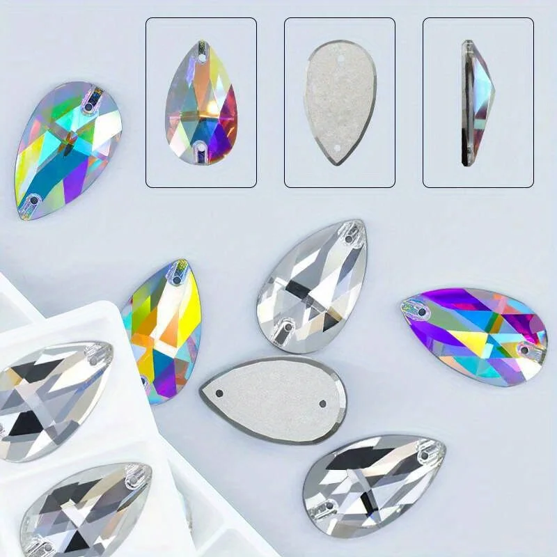 High Quality K9 Teardrop Flatback Crystal Aplikacje Na Ubrania Cyrkonie Sew On Rhinestone For DIY Dress Accessories Jewelry