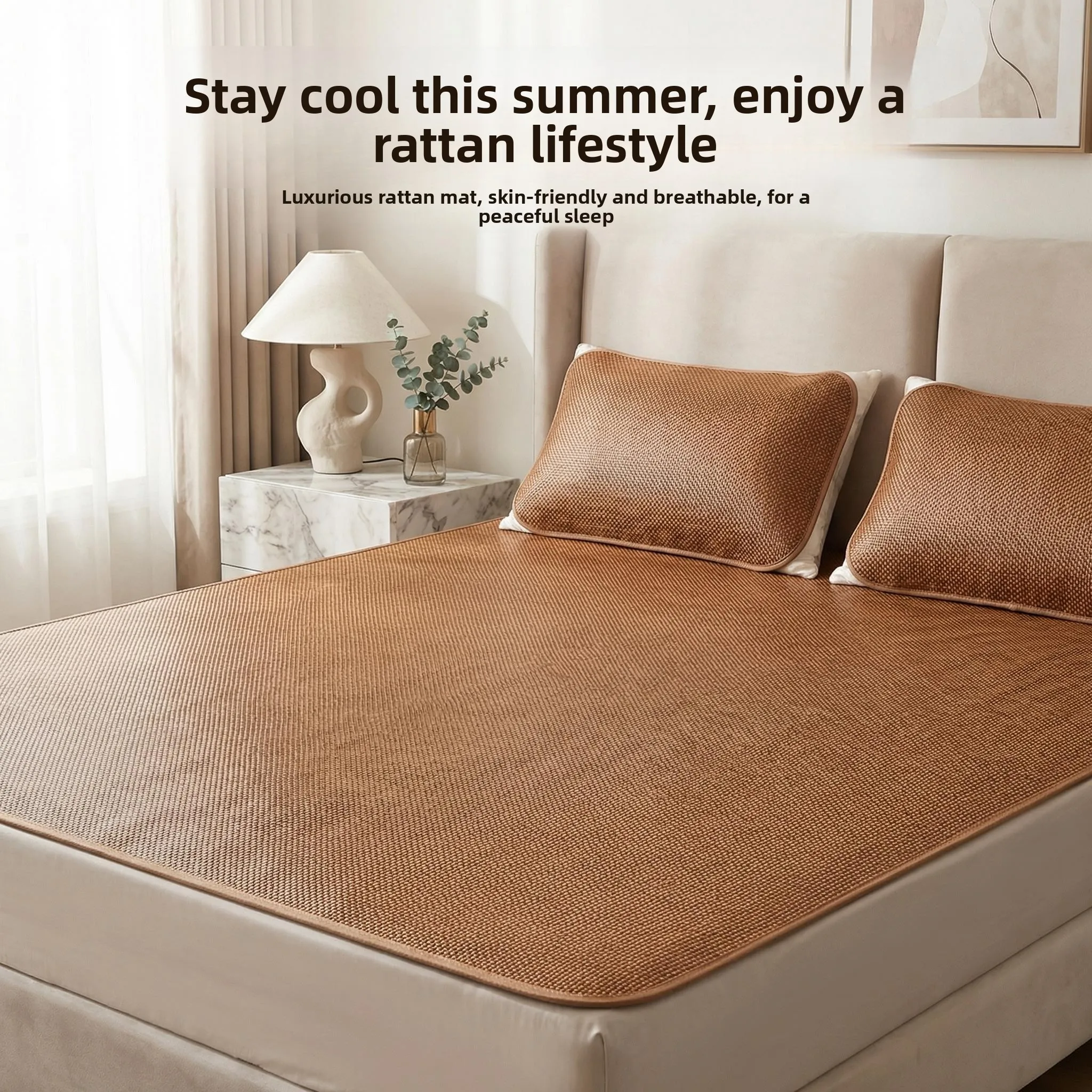 

Foldable Bamboo Cooling Mat Student Dormitory Single Person Mat Summer Home Use Double Person Mat New Model Wicker Ice Cold B...