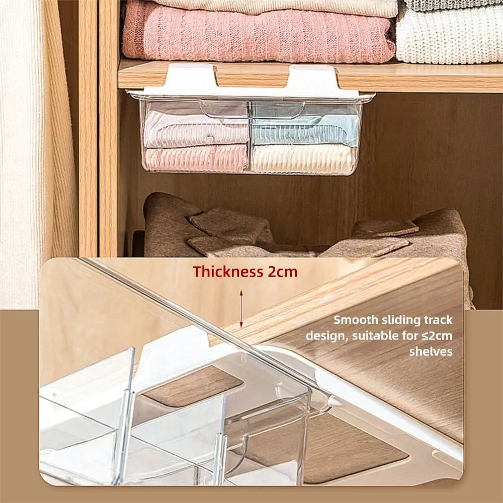 

Transparent Closet Organizer Storage Drawer Sock Underwaist Under Board Clothes Storage Box Installationfree 1/10/15 Grids