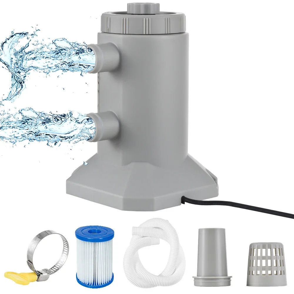 

55W 250L/H Flow Water Cartridge Filter Pump for Above Ground Pools Rate Low Noise Improved Circulation and Filtration Pool Tool