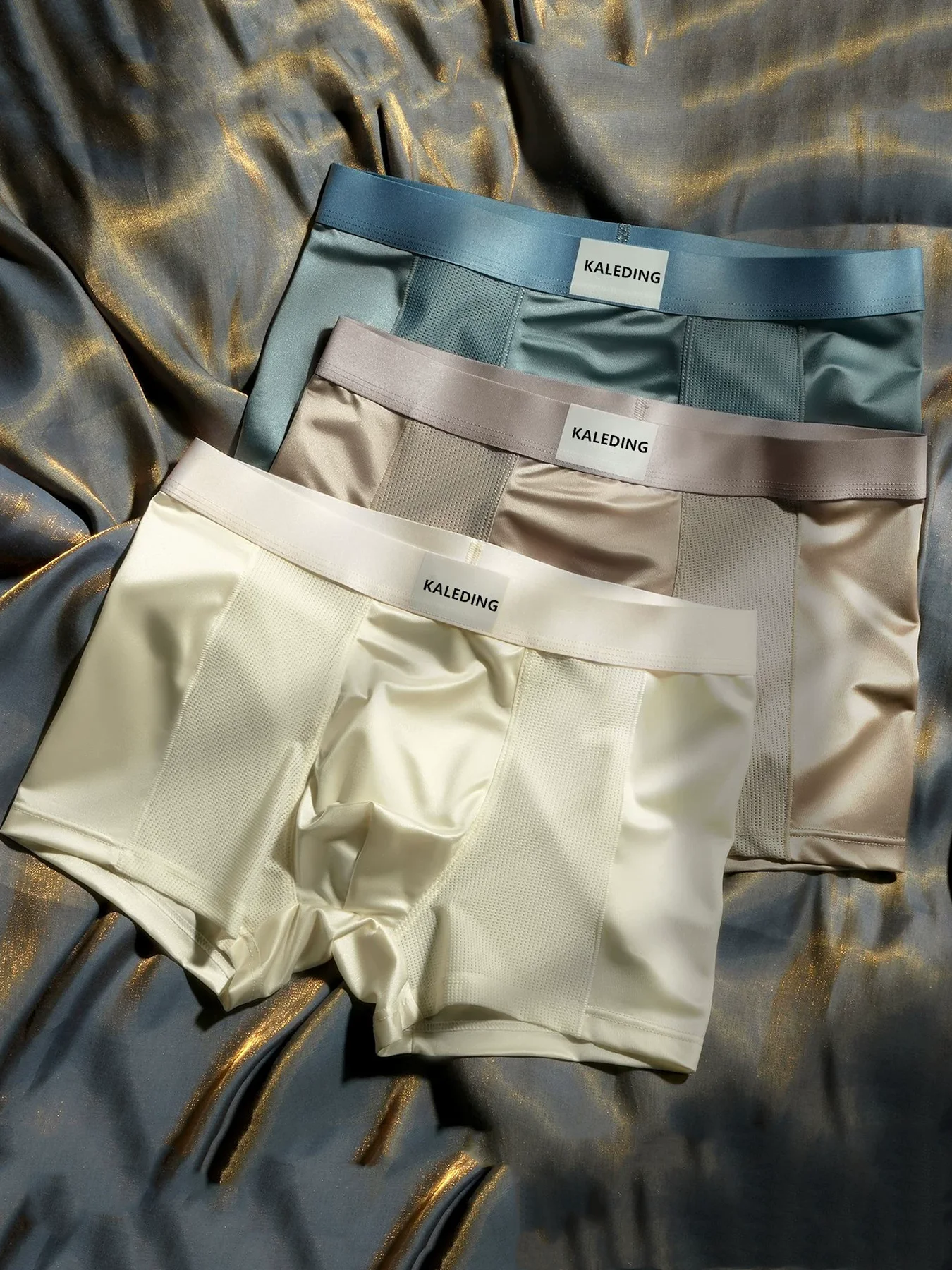 

3-Piece Men's Ice Silk Half-Mesh Boxer Briefs - Silky Cool Breathable Underwear, Multi-Color Comfort-Fit Underwear Set