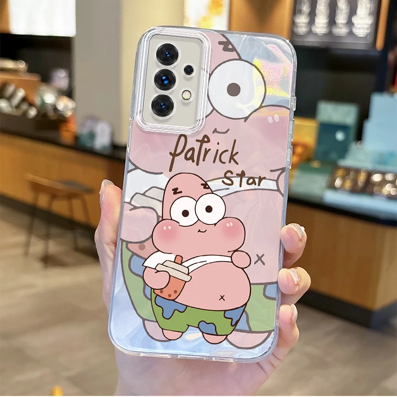 Cute SpongeBob Patrick Star Phone Case for Samsung GalaxyS24 S23 S22 S21 Plus Ultra A73 A72 A71 A55 A54 A53 Shockproof Soft Case