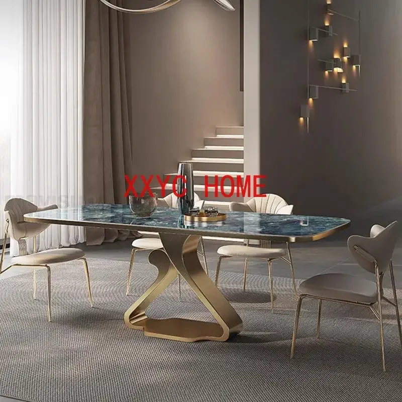 Creative Dining With Beautiful Textured Glossy Desktop High-End Furniture For Kitchen Luxury Rectangle