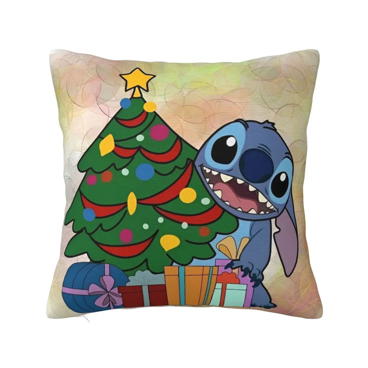 Merry Christmas Stitch & Lilo Pillow Covers Accessories Soft Cushion Cover Decoration Throw Pillow Case Cover Home Multi Size