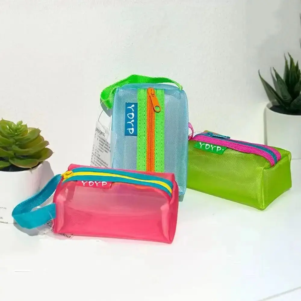 New Portable Zipper Pouch Coin Purse ID Credit Card Mesh Storage Bag Transparent File Bag Lipstick Bags