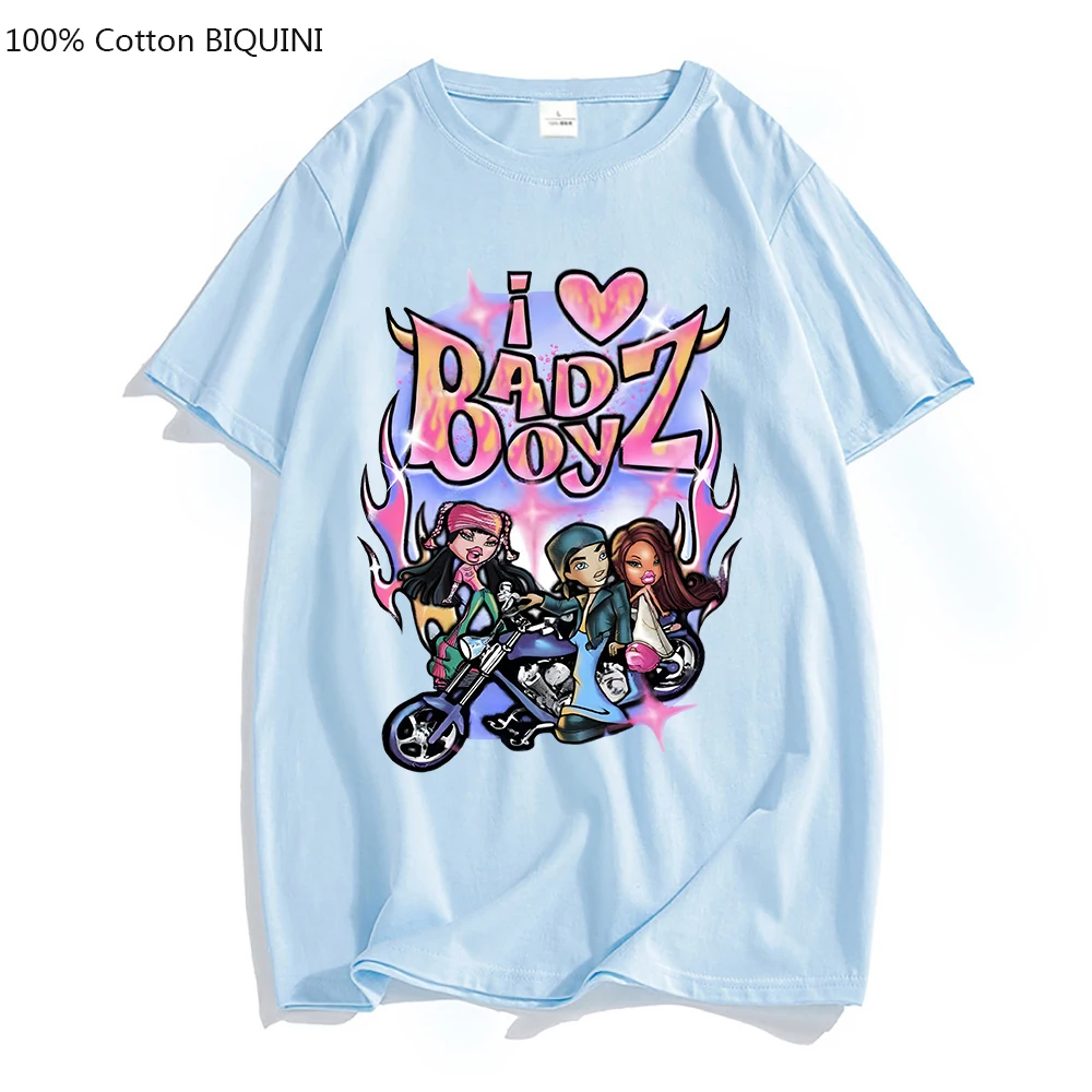 Bratz T Shirt Women/Men Cartoon Print Harajuku T-shirt 100% Cotton Pink Tops 2022 Summer Girls Fashion Short Sleeved Tees Bratzs