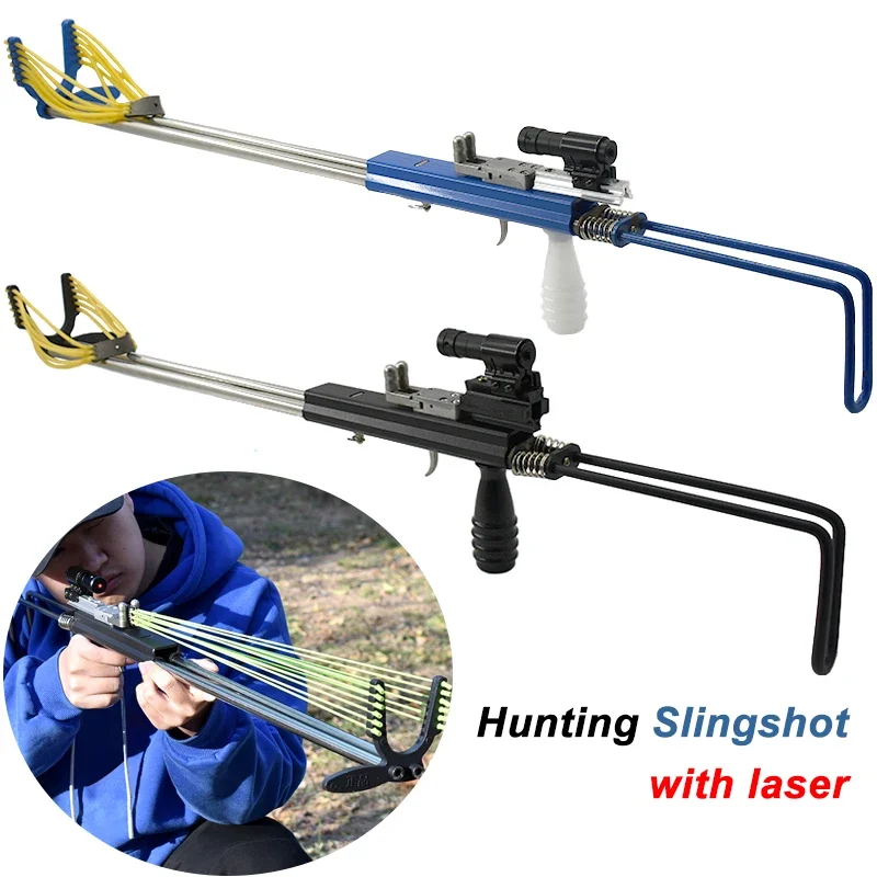 Professional Slingshot Equipment Powerful Fishing Hunting Shooting Slingshot Sports Shooting Slingshot Outdoor Toys Blue Black