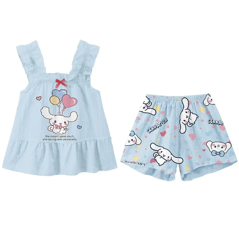 Sanrio Anime Cinnamoroll Bow Pajamas Kawaii Kuromi My Melody Girls Sleeveless Home Clothes Cartoon Cute Babys Tops Toys for Kids