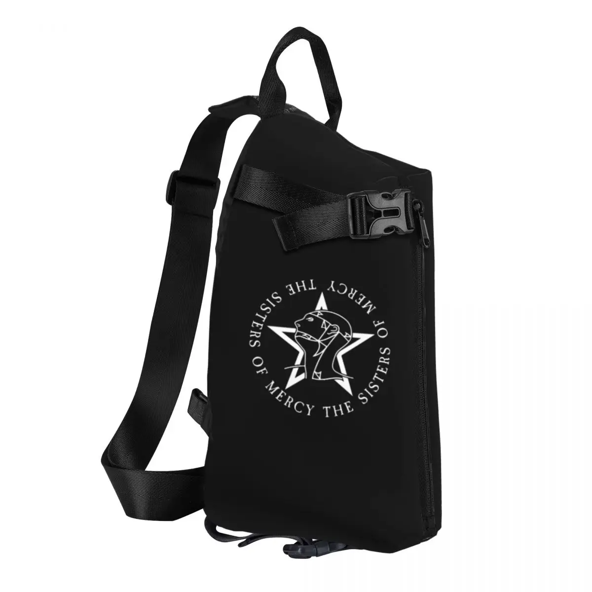 Round Text Logo Goth The Sisters Of Mercy Chest Bag Men Sling Crossbody Backpack Chest Bag Travel Hiking Daypack Shoulder Bag