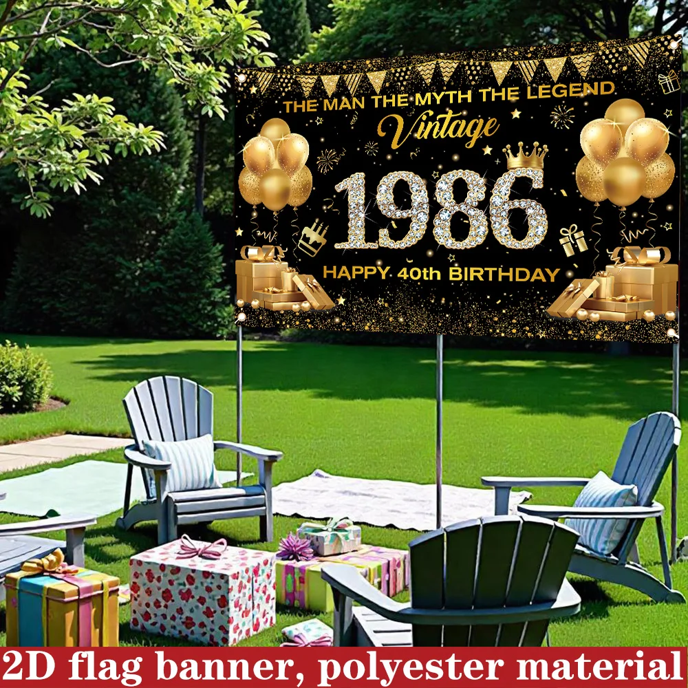 2D-Hintergrund, Geburtstagsbanner, Dekorationshintergrund für den 40. Geburtstag, zum Feiern des Geburtstagsjahres 1986
