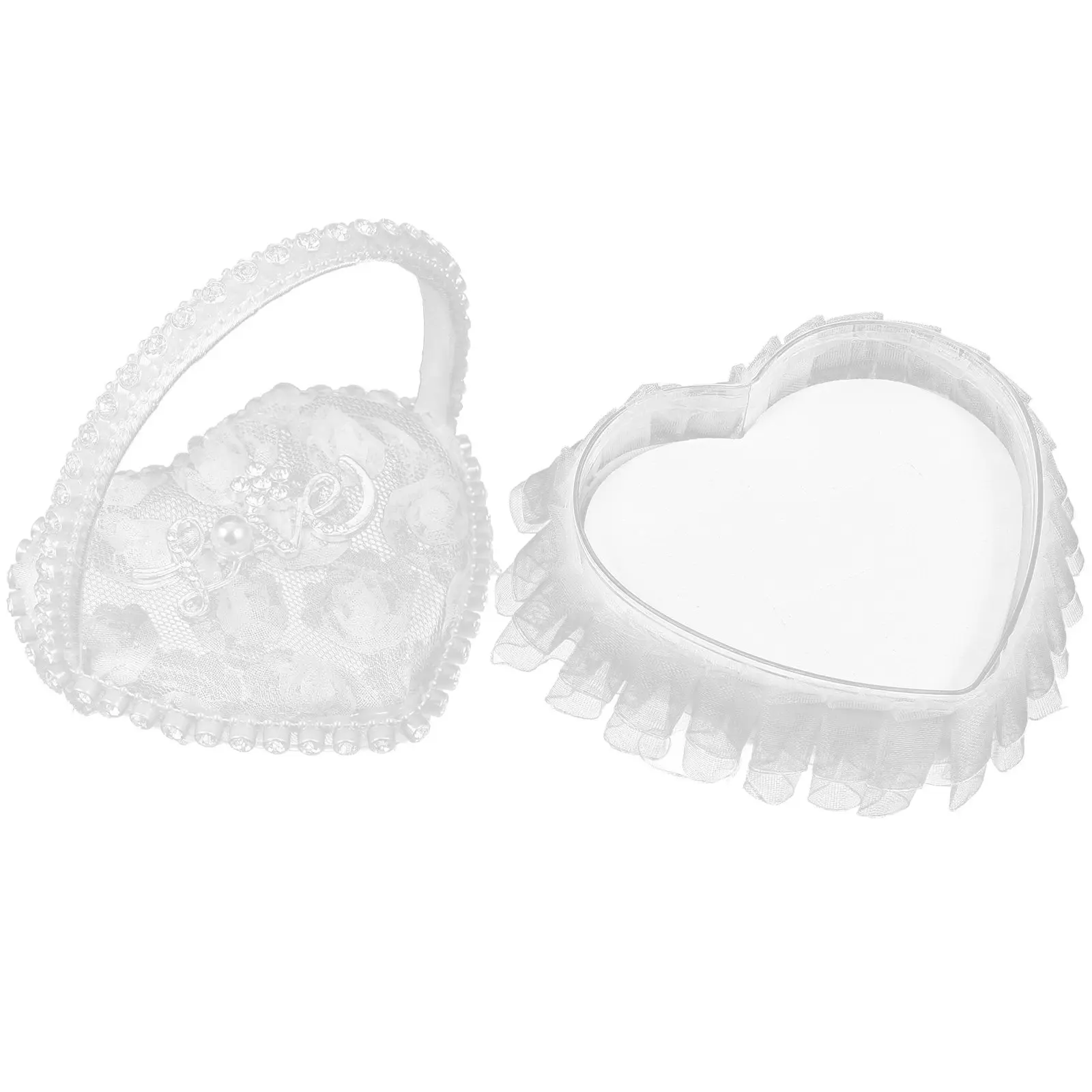 

Mini Lace Box Satin Heart Shape Pillow Holder for Heart Shape Ring Pillow Rings Wedding Ceremony Bridal Decor DIY Accessories