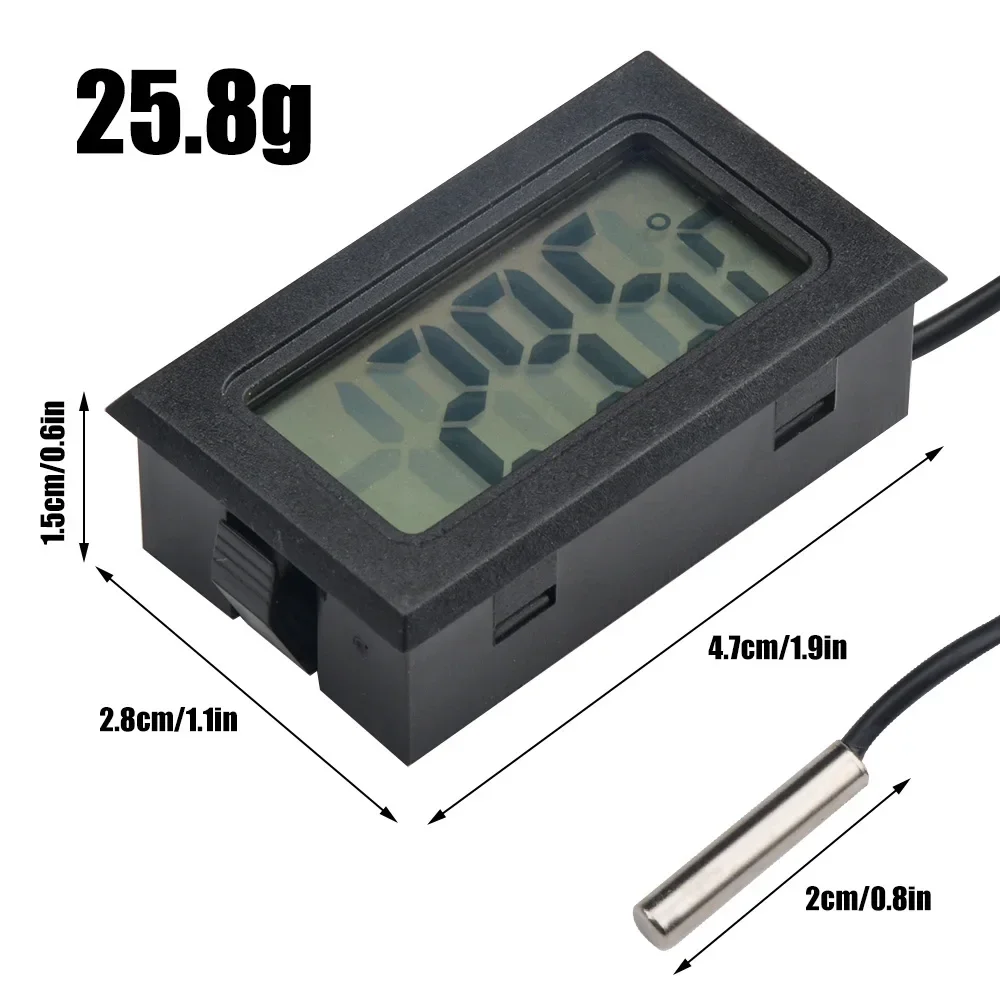 Mini LCD Digital Thermometer Aquarium Car Water Bath Temperature Tester Detector Monitor Embedded Temperature Sensor 1M Cable