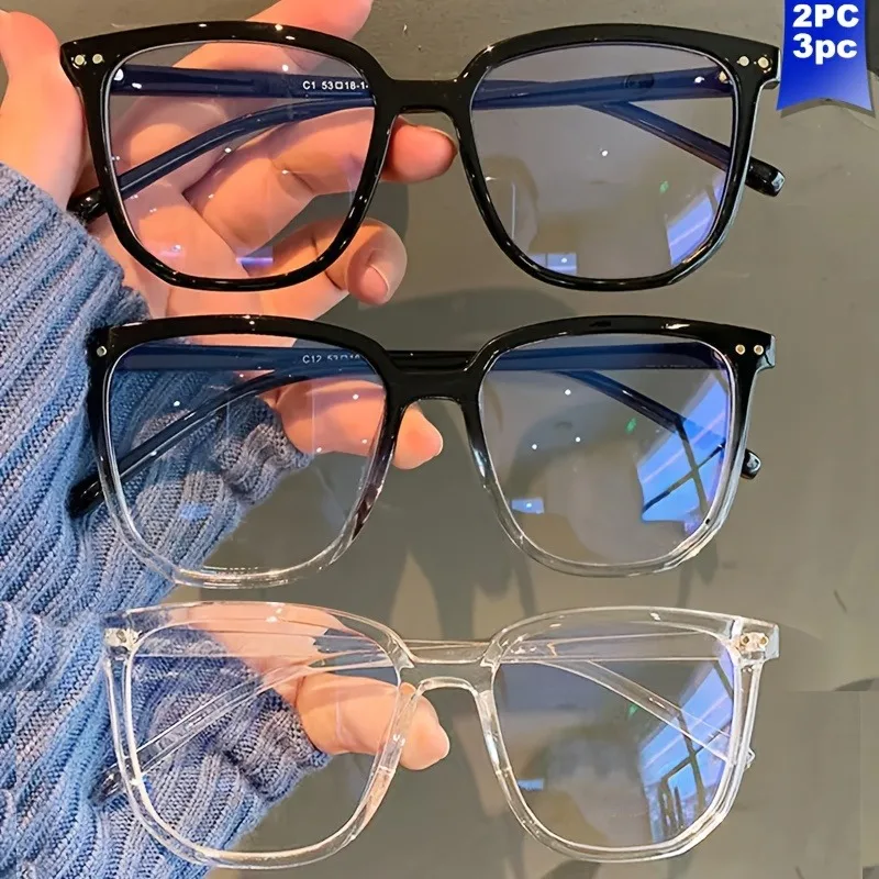 3 piezas de gafas que bloquean la luz azul: gafas falsas cuadradas de moda, gafas para juegos de computadora antiradiación, gafas de sol