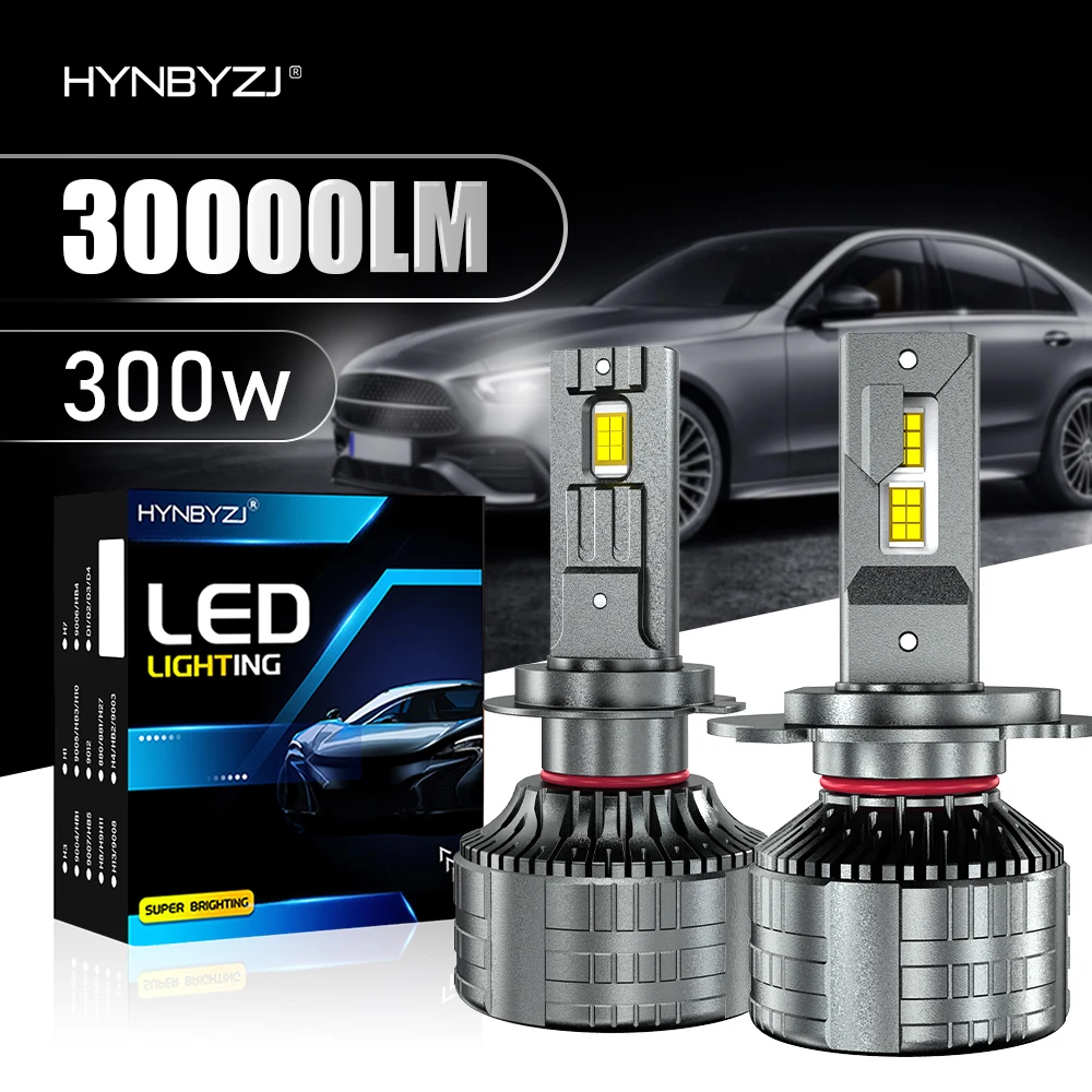 

HYNBYZJ 300W H7 H4 LED Headlight H1 H11 9005 9006 Auto Bulbs 9012 CANBUS No Error 6000K Car lights Suitable for 12V 24V vehicles