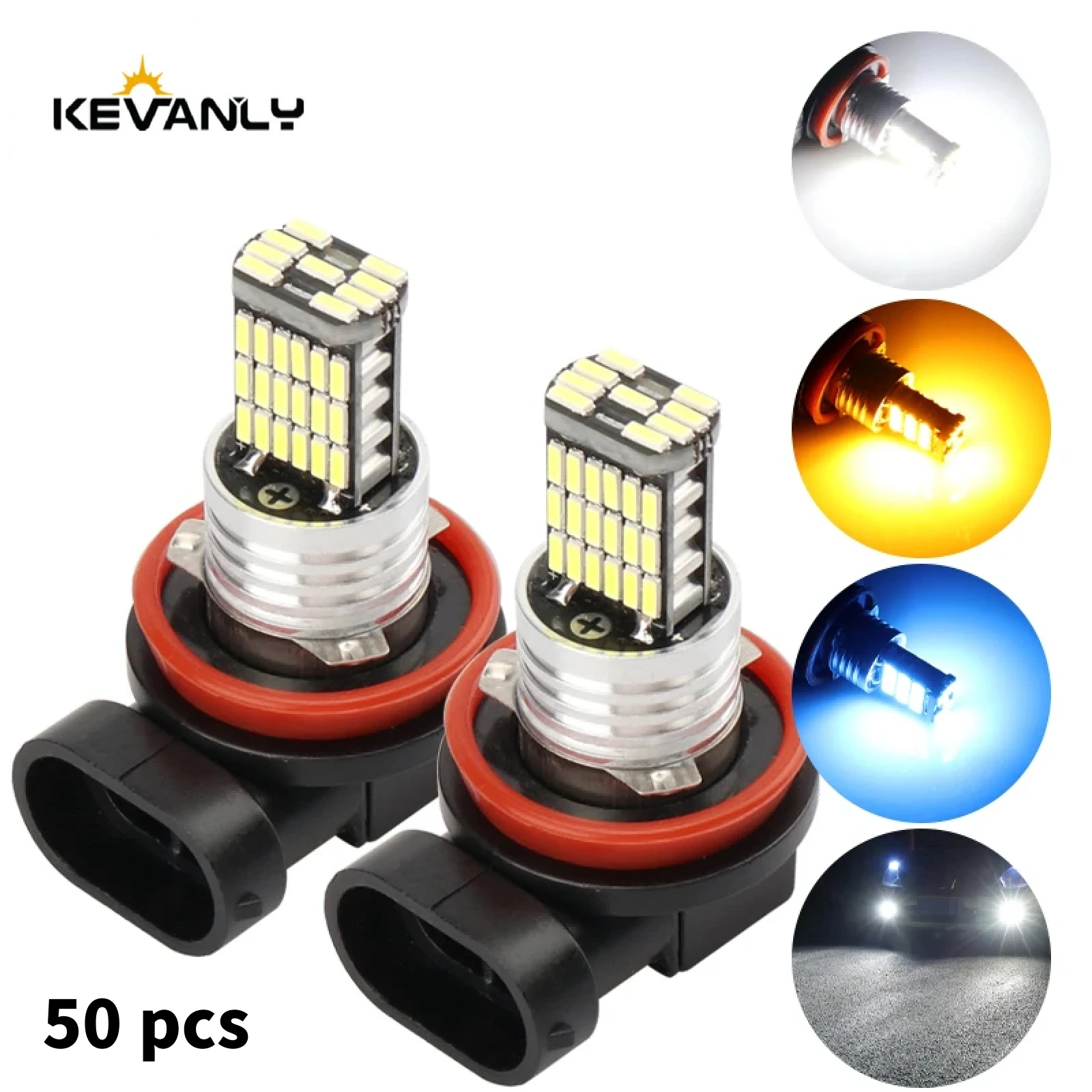 

50 PCs Fog light H1 H3 LED H7 H11 H8 9006 HB4 9005 HB3 Car Headlight Bulbs LED Lamp with 4014 Chip Auto Fog Lights Running Light