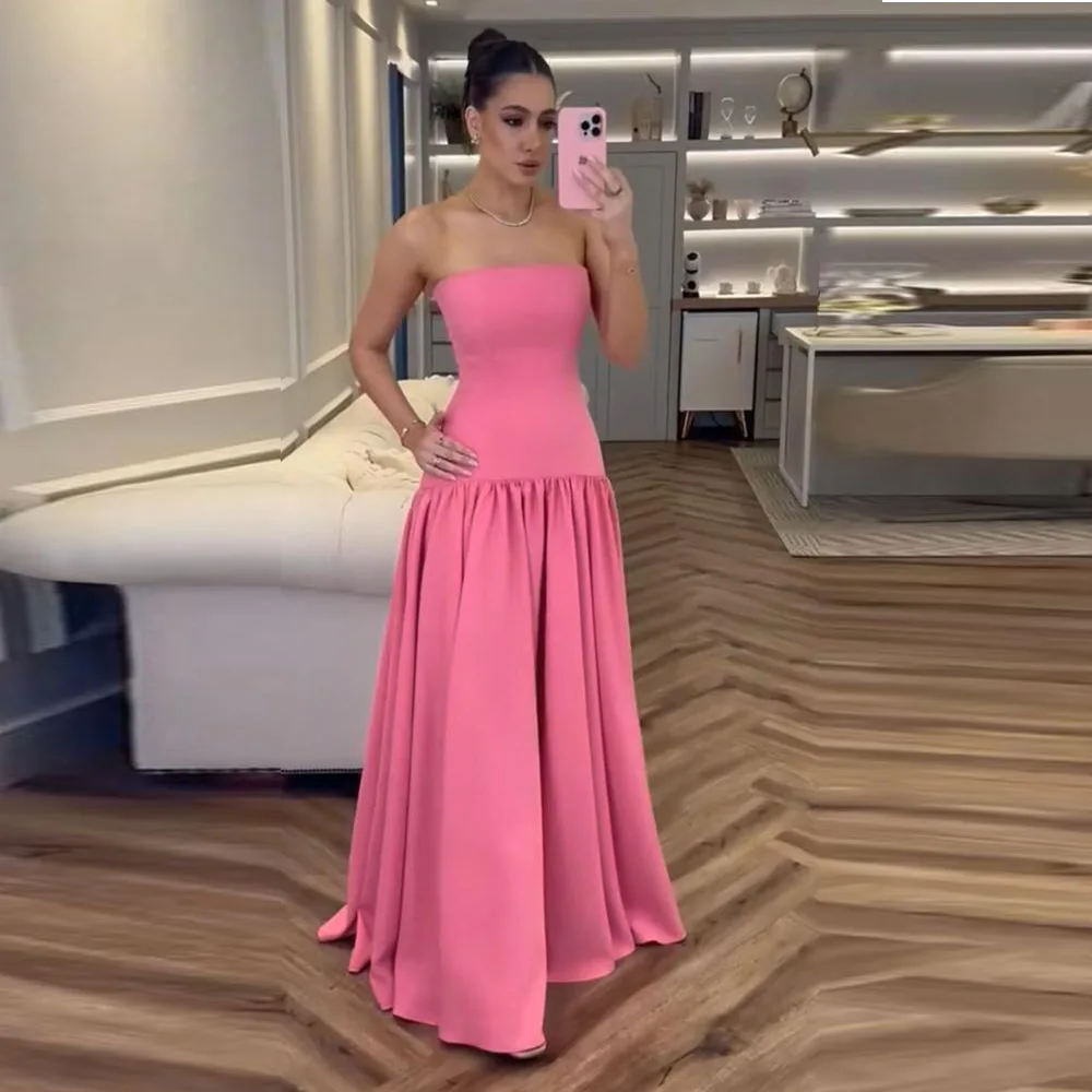 

Simple Prom Party Dresses Strapless Sleeveless High Quality Banquet Celebrity Special Occasion Female Gowns Exquisite 2025
