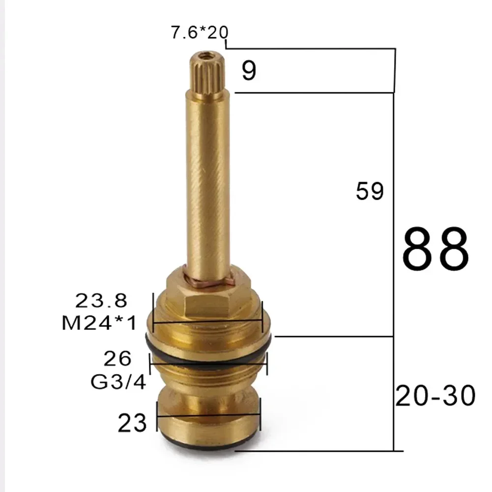 Brass Slow Opening Spool Faucet Hot Cold Water Spool G3/4 20 Tooth Faucet Valve Core Bathroom Accessories Home Improvement