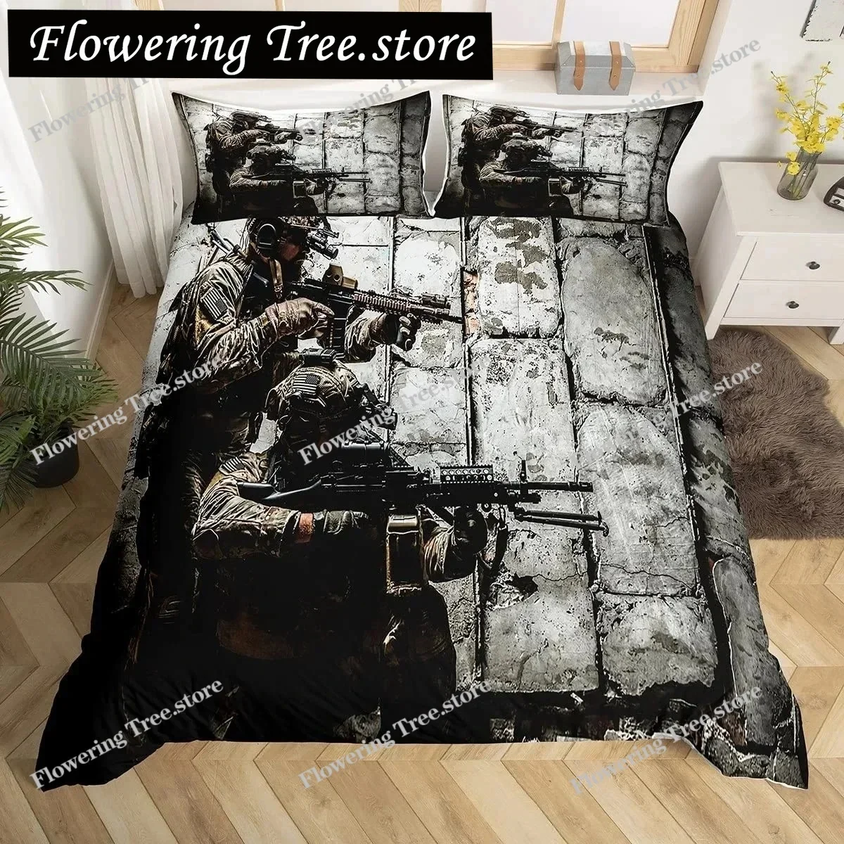 

American Soldier Duvet Cover Set Twin For Boys Teens, American Flag Comforter Cover Set,Airplane Quilt Bedding Sets Queen Size