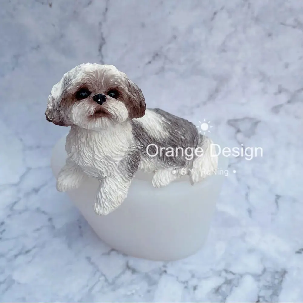 8.8cm Shih Tzu Silicone Mold Suitable For Making Plaster Epoxy Resin Ornaments Pet Dog Animal Handmade Molds