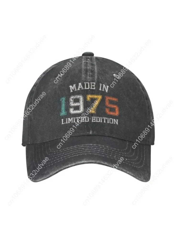 

Custom Cotton Born In 1975 Baseball Cap for Men Women Adjustable Made in 1975 Birthday Gift Dad Hat Outdoor
