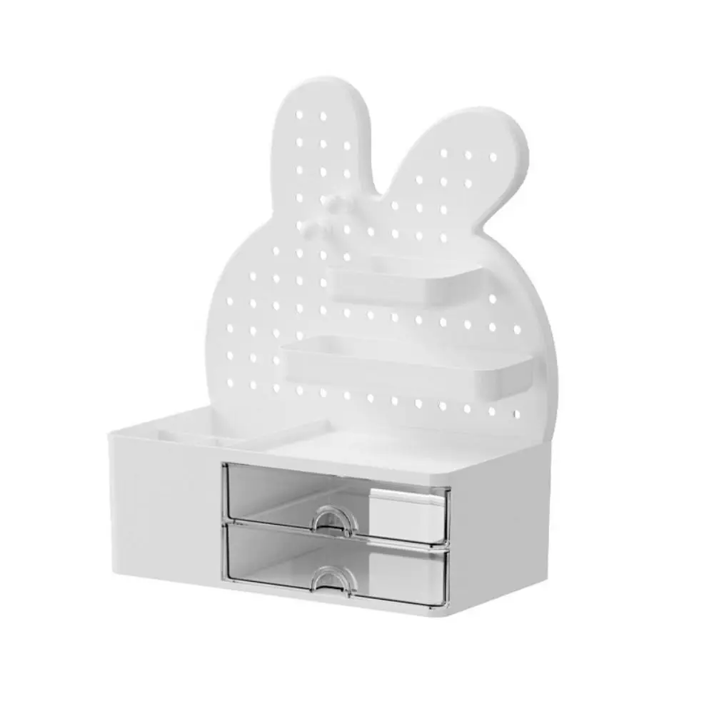 

Large Capacity Desktop Organizers with Drawers Multifunction Kawaii Desktop Hole Board Display Stand with 2 Hooks Rabbits