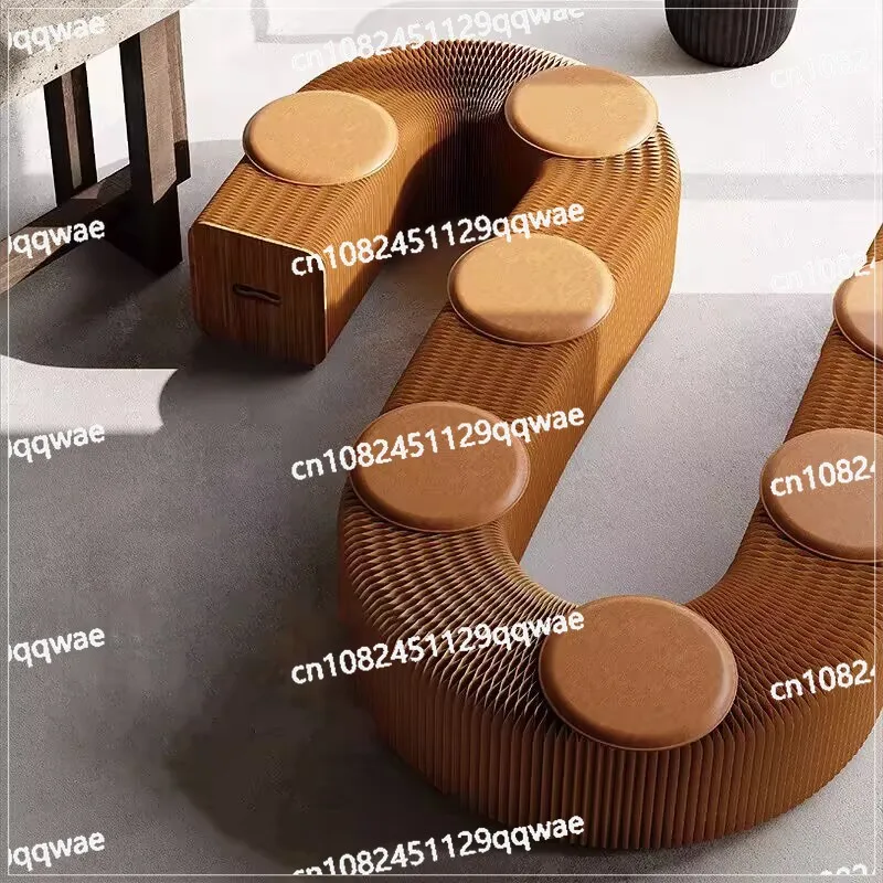 New Folding Paper Customer Waiting Chair Retractable White Brown Waiting Room Bench Seating Waiting Area Chairs for salons