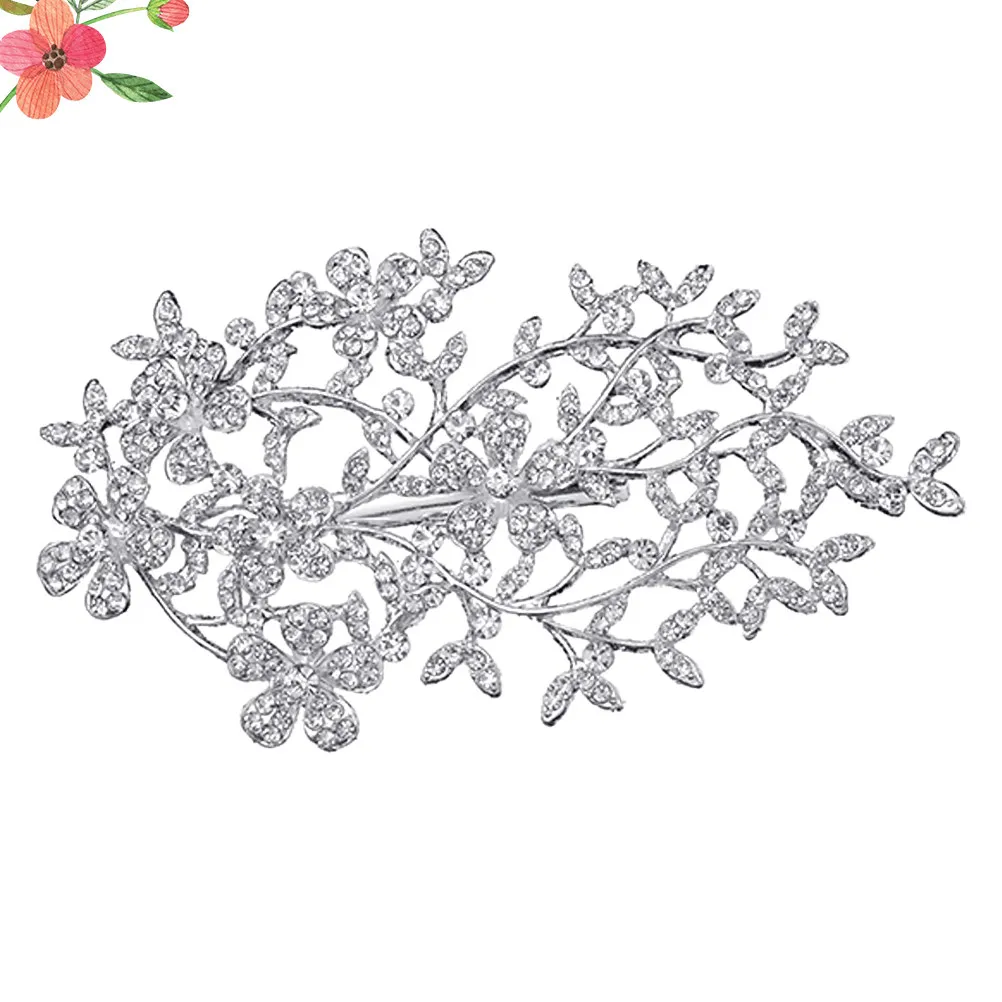 

1Pcs Luxury Rhinestone Rose Flower Bridal Comb Hair Accessory for Wedding Ceremony Prom Party Pageant Photo Prop Elegant Crystal