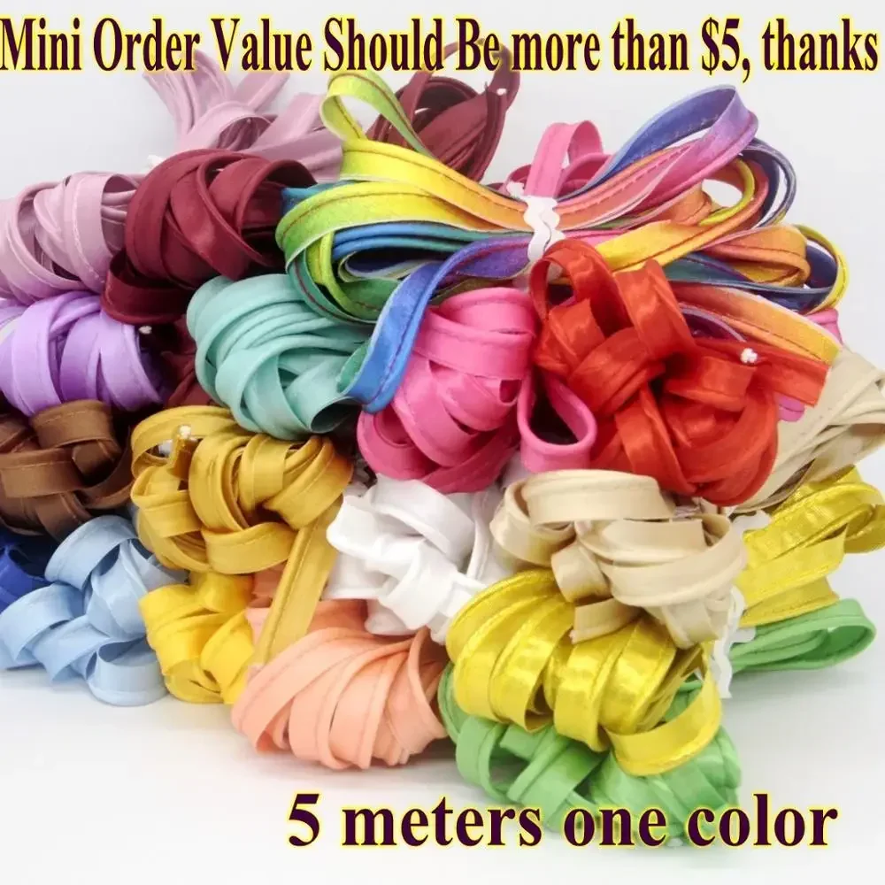 Polyester Satin Bias Piping Bias Tape with Cord Diameter 3mm, Small Packs 5 Meters Sewing Material DIY Handmade